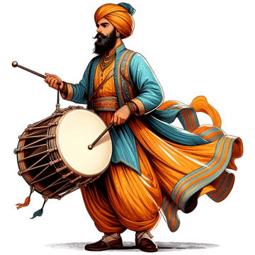 pngtree a punjabi sikh is playing drums and his clothes are flying png image 12286057